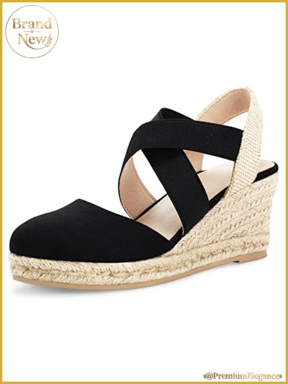 Women's Closed Toe Espadrille Wedges Criss Cross Elastic Sandals